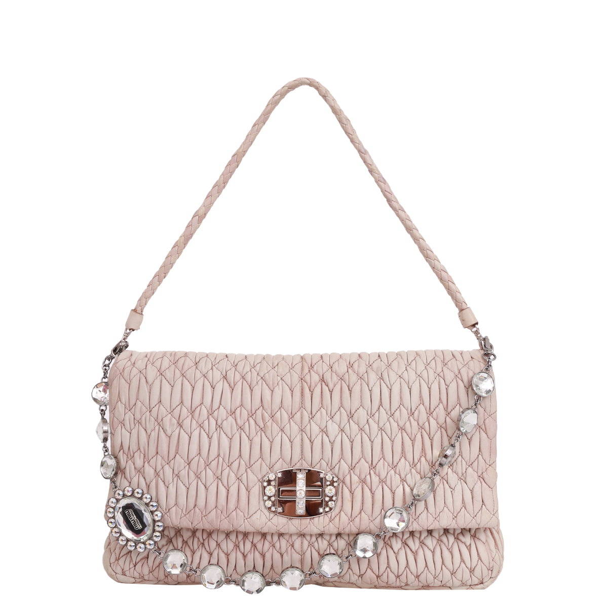 Bolsa Miu Miu Iconic Crystal Flap Gelo