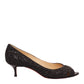 ⁠Peep Toe Louboutin Preto com Brilho Tam. 38 Br