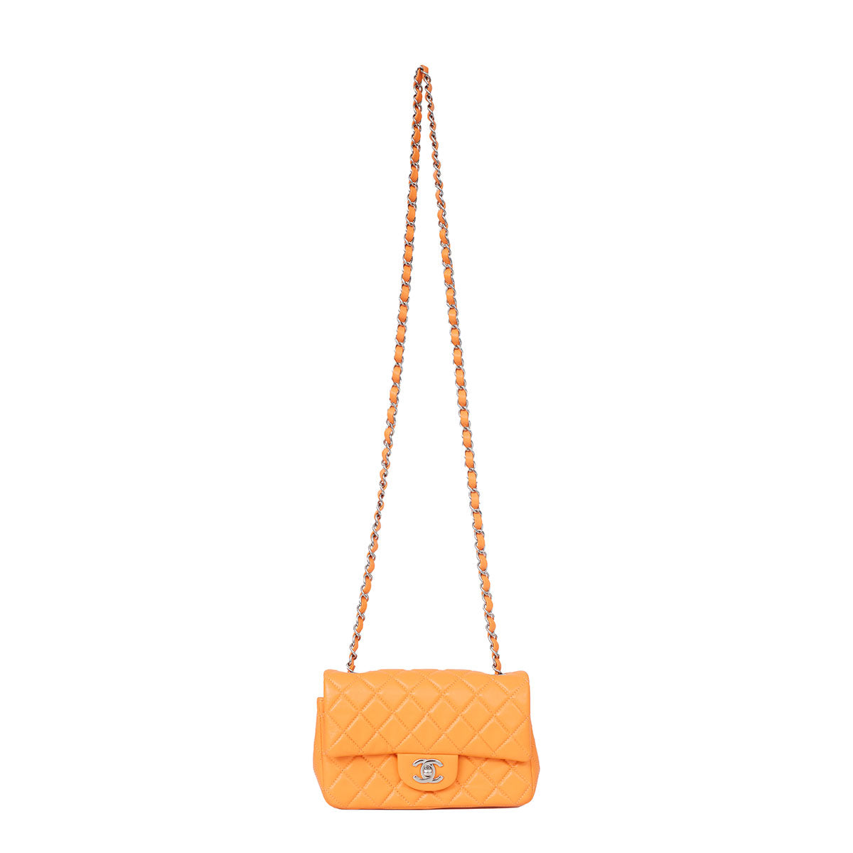 ⁠Bolsa Chanel Mini Flap Laranja