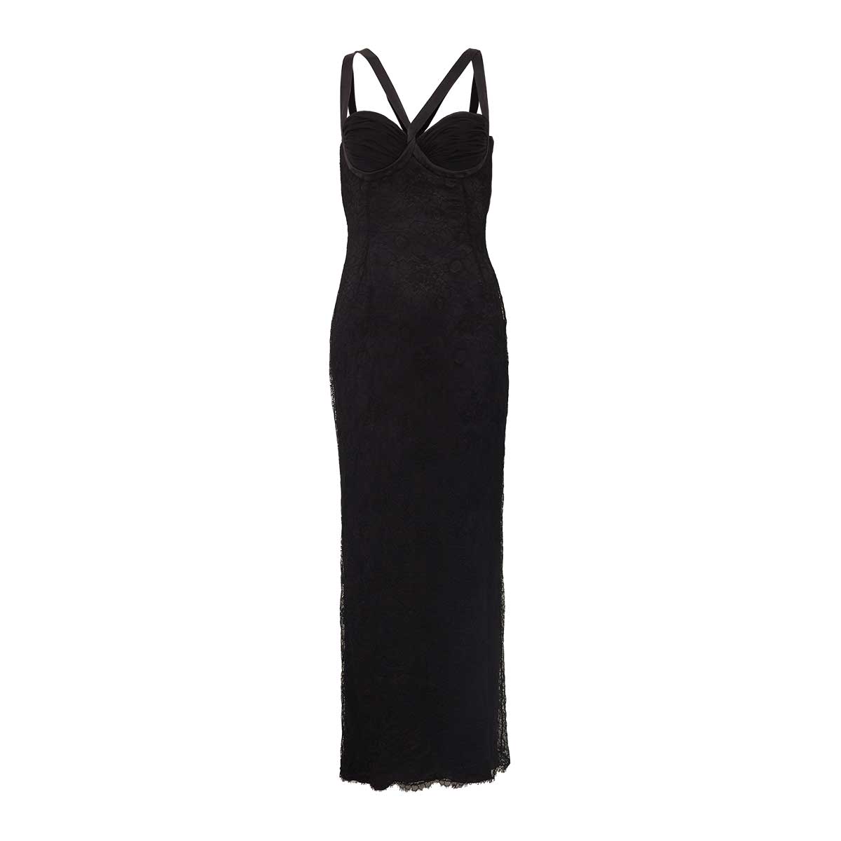 ⁠Vestido Dolce & Gabbana Renda Preto Tam. 42 Br