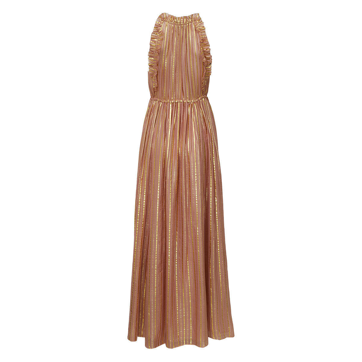 ⁠Vestido Ulla Jhonson Rosa com Dourado Tam.40  Br