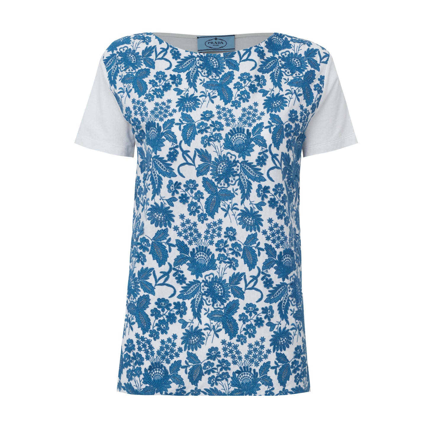 Blusa Prada Branca com Flores Tam. P Br