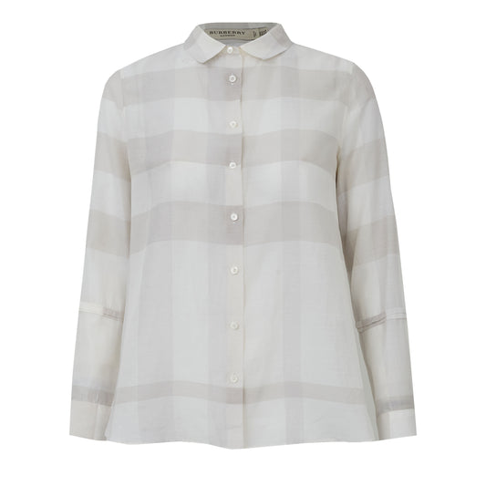 ⁠Camisa Burberry Xadrez Off white Tam. 40 Br