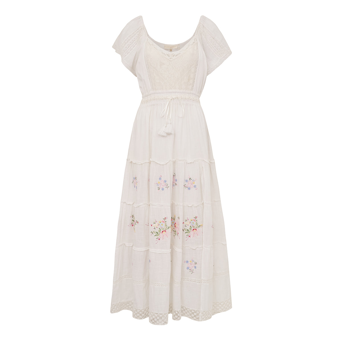 Vestido loves Shack Fancy Branco com flores TAM. P BR