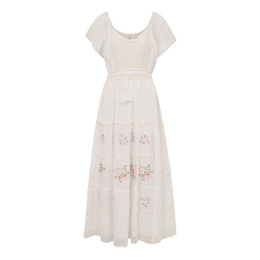 Vestido loves Shack Fancy Branco com flores TAM. P BR