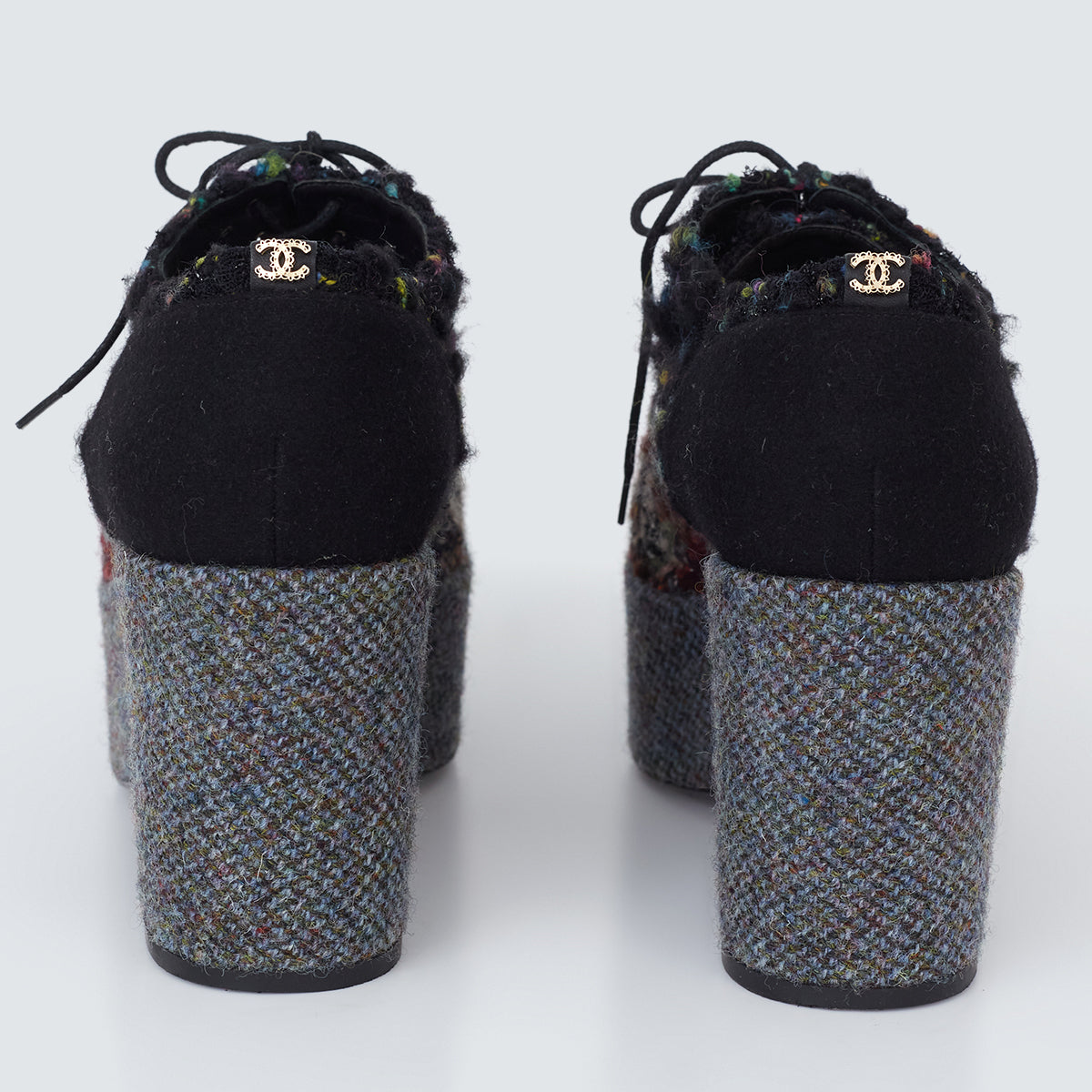 Sapato Chanel tweed Plataforma Tam. 38,5 Br