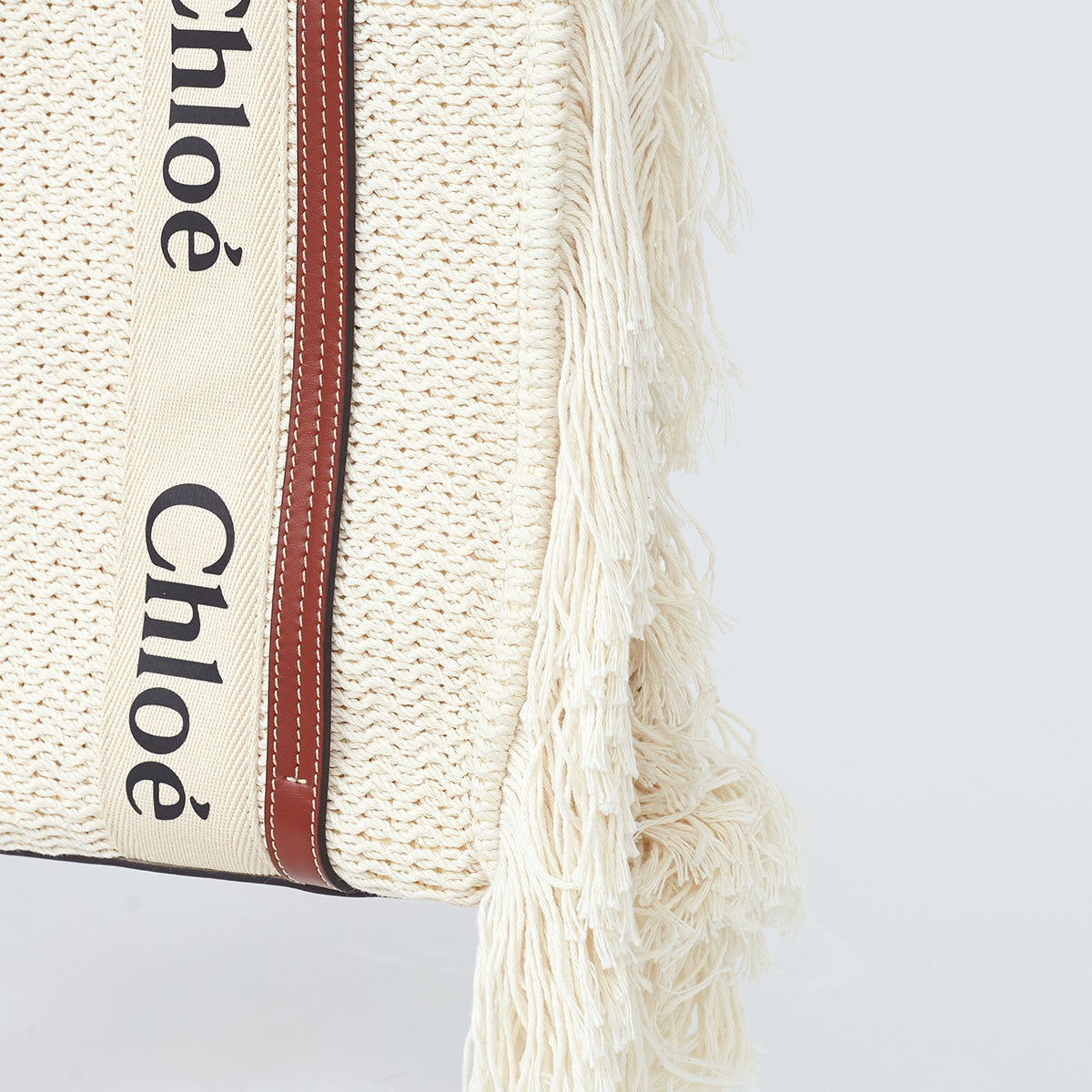 Bolsa Chloé Woody Franjas Branca