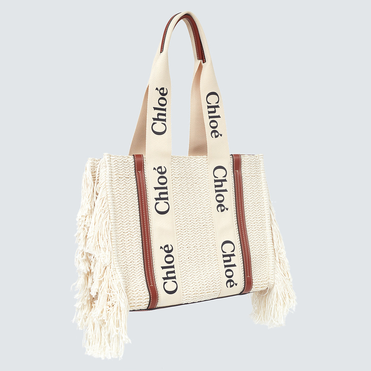 Bolsa Chloé Woody Franjas Branca