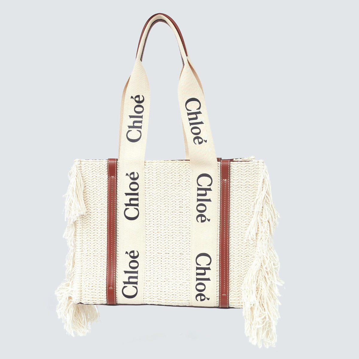 Bolsa Chloé Woody Franjas Branca