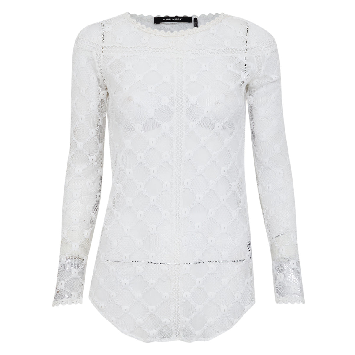 ⁠Blusa Isabel Marant Renda Branca Tam. 34 Br