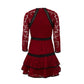 ⁠Vestido Alexie Rendado Vermelho e Preto . Tam P BR