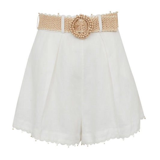 ⁠Short Zimmermann Branco com Cinto Tam. 34 Br