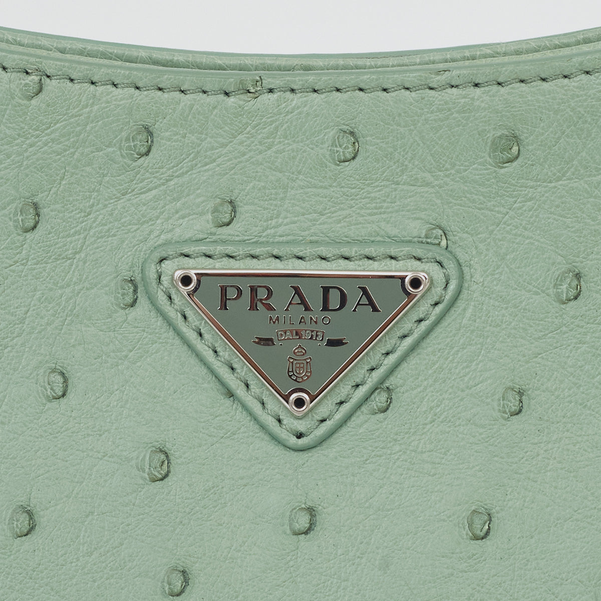 Bolsa Prada Cleo Avestruz Verde Água