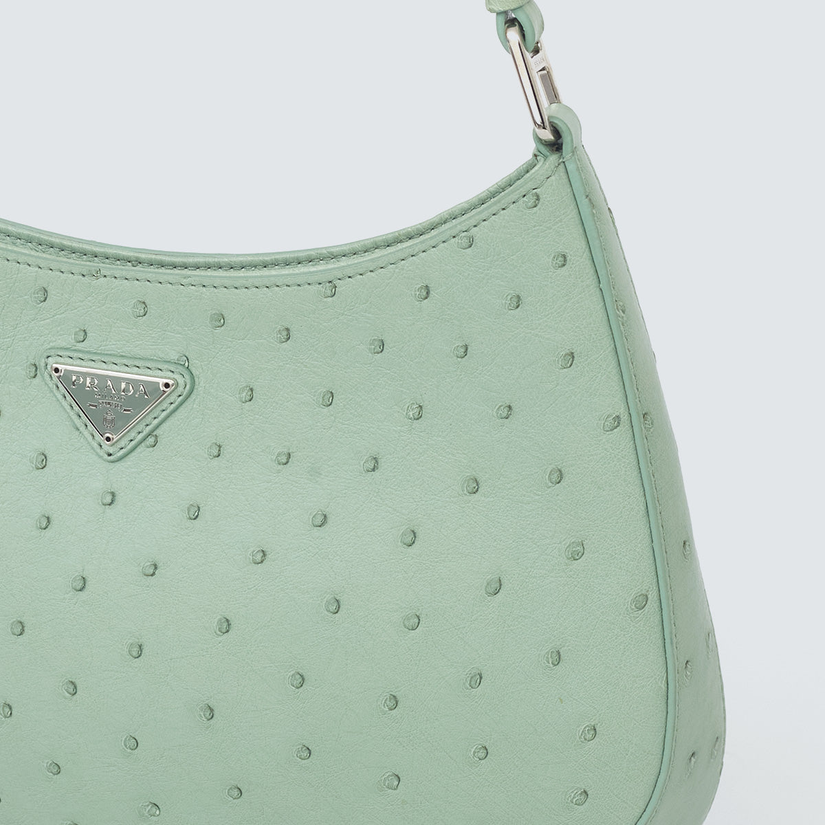 Bolsa Prada Cleo Avestruz Verde Água