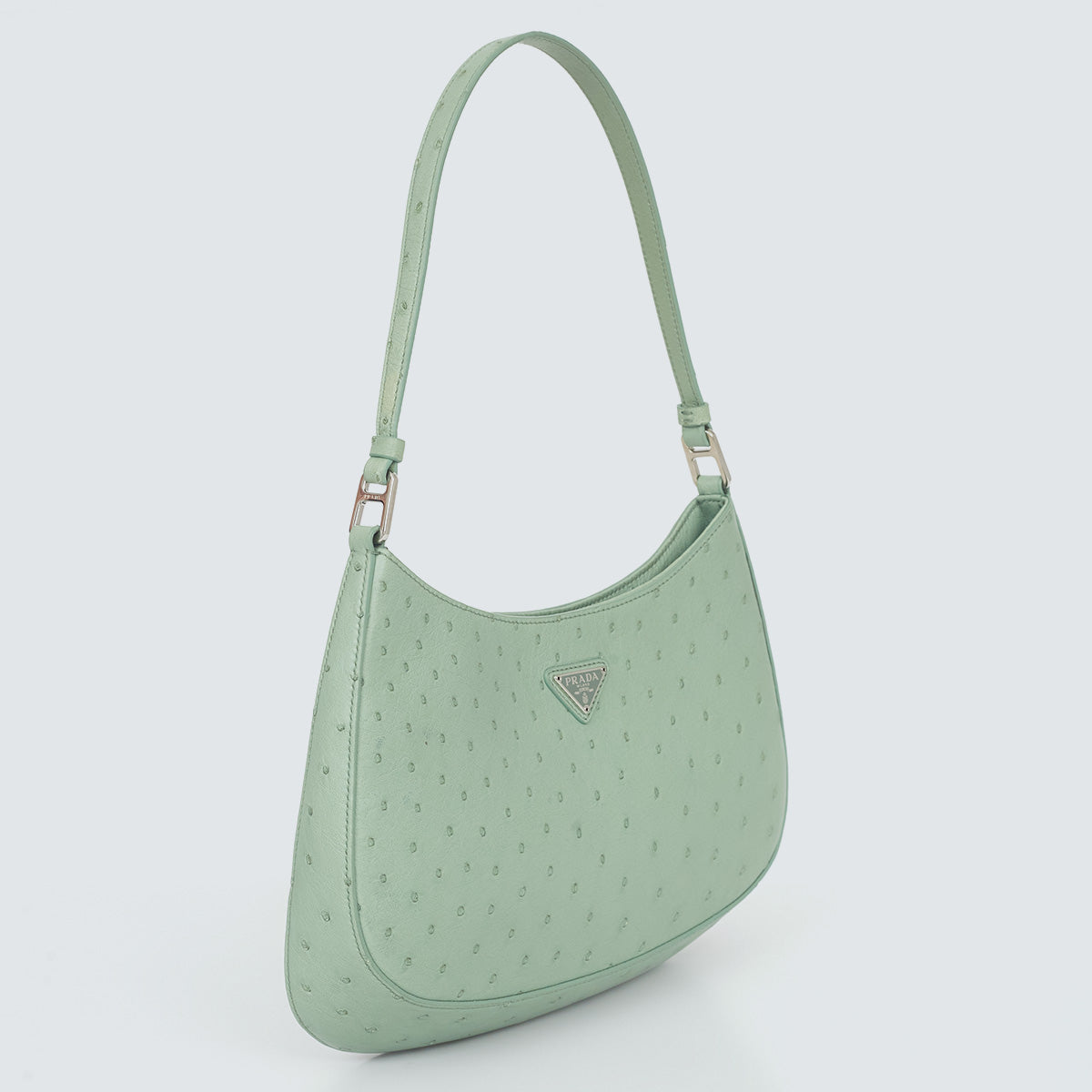 Bolsa Prada Cleo Avestruz Verde Água