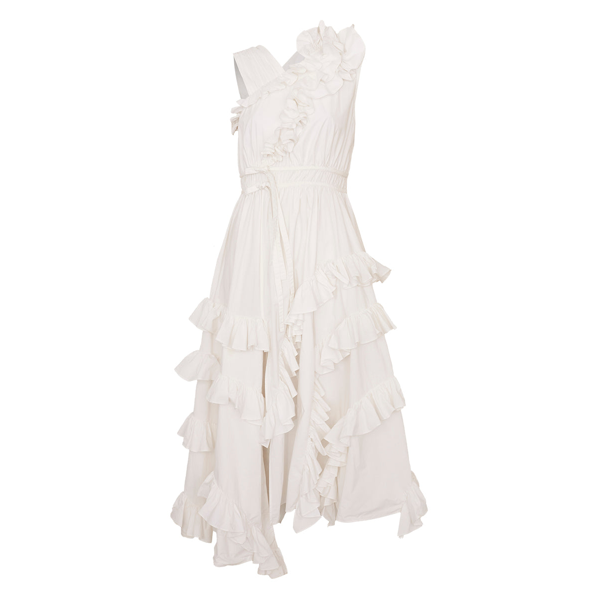 Vestido Ulla Johnson Branco com Babados Tam. 34 Br