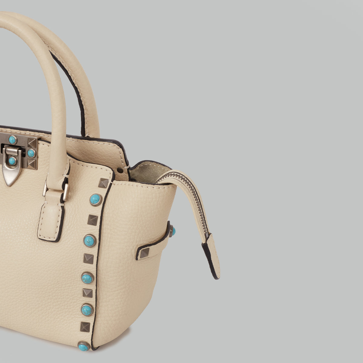 Bolsa Valentino Rockstud Grainy Small Off White