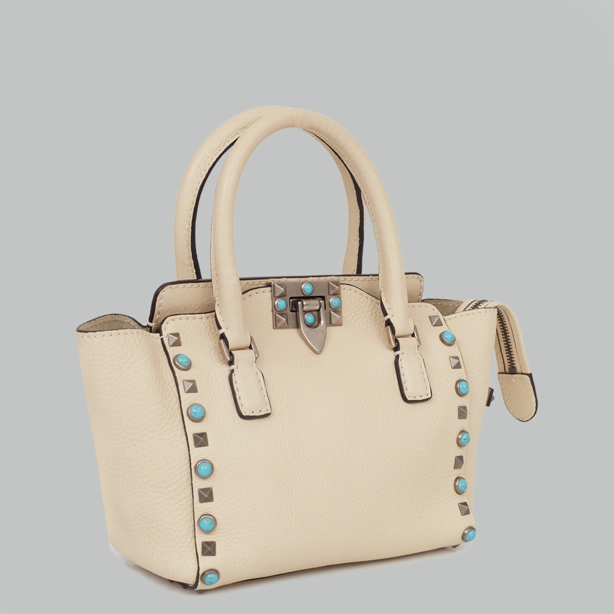 Bolsa Valentino Rockstud Grainy Small Off White