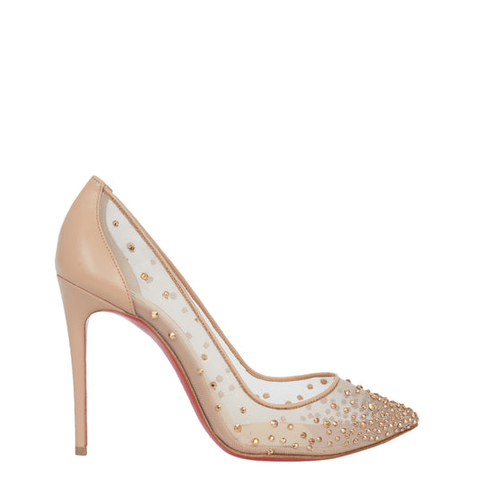 Scarpin Louboutin Bege com brilhos Tam. 32,5 Br