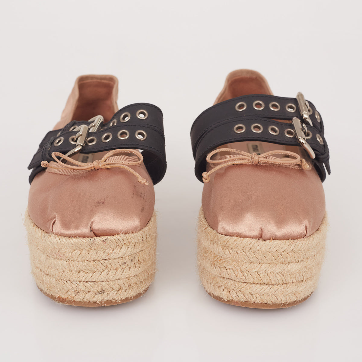 Espadrille Miu Miu Cetim Rosa e preto Tam. 36,5