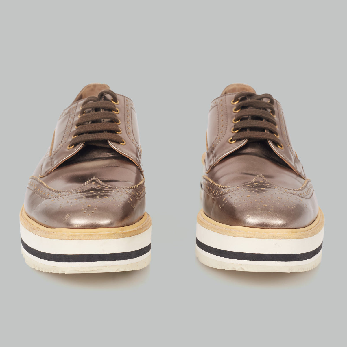 Oxford Prada Plataforma Dourado Tam. 38 Br