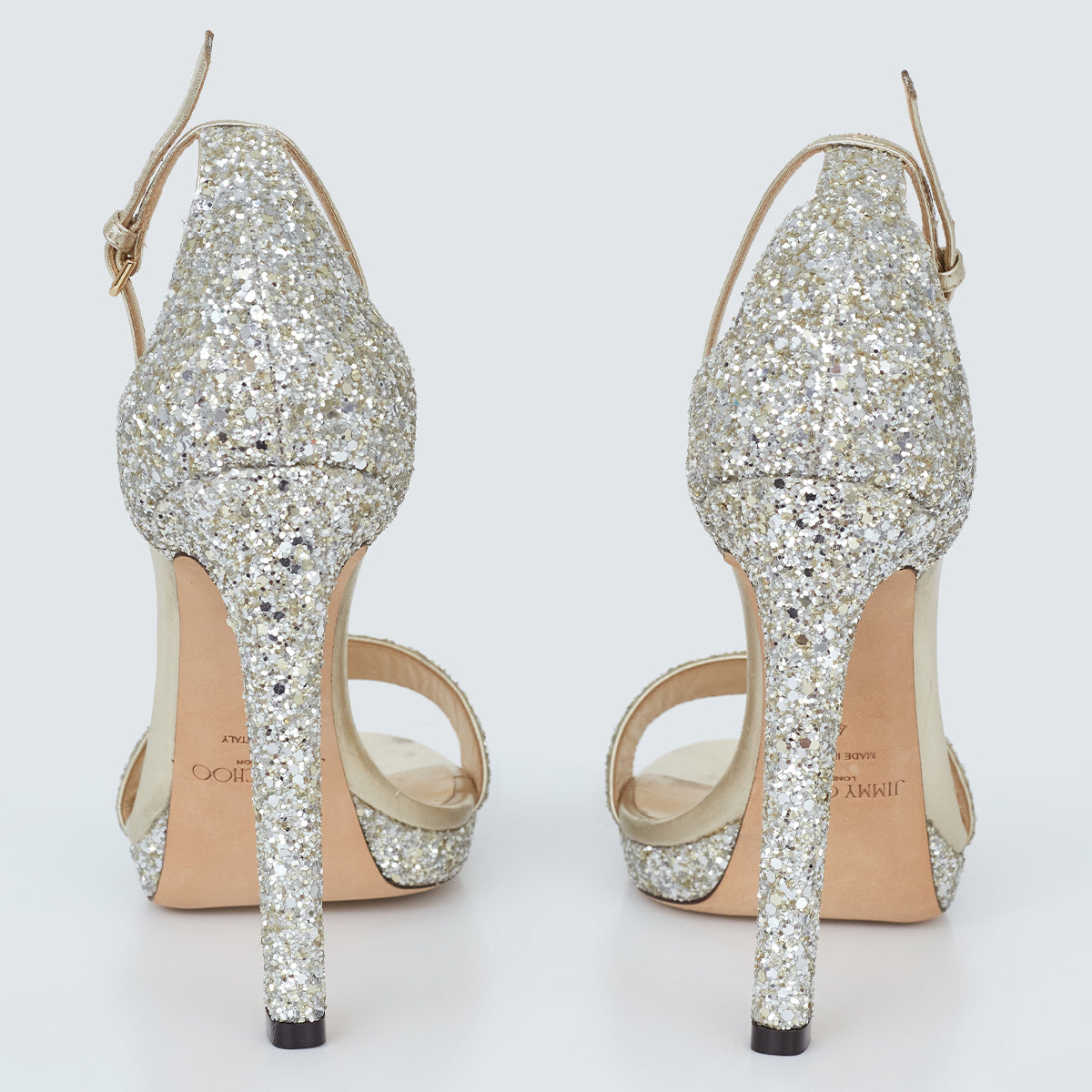 Sandalia Jimmy Choo Glitter Prata Tam. 38 Br