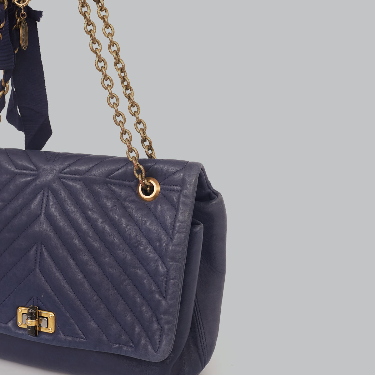 Bolsa Lanvin Couro Grande Azul