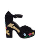 Plataforma Dolce & Gabbana Preto com Flores Tam. 38 Br