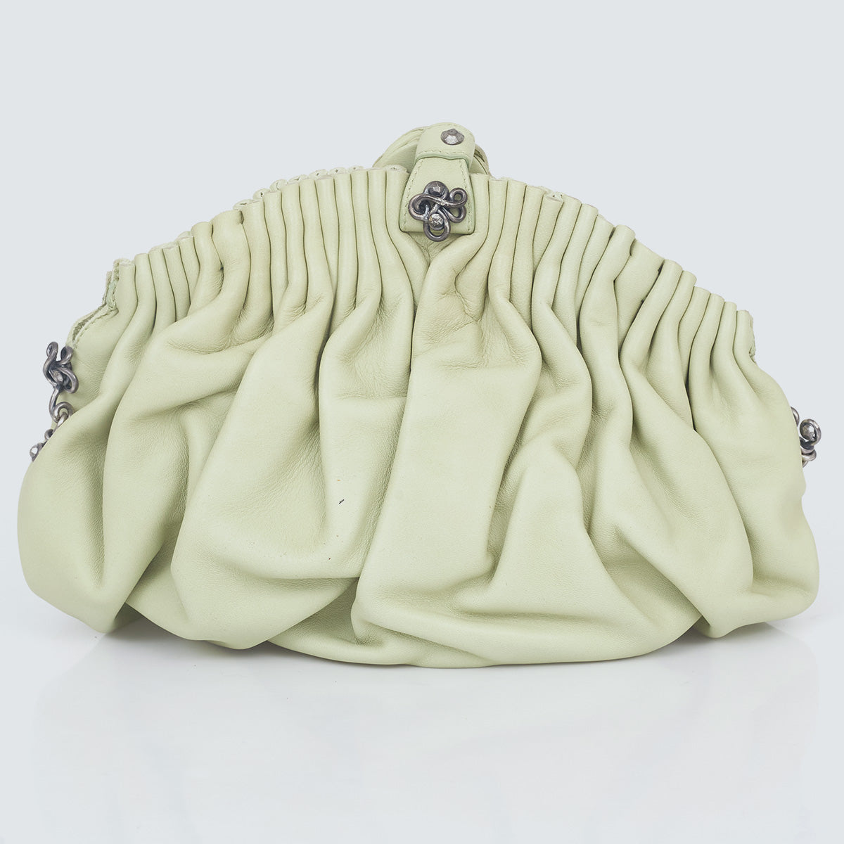 Clutch Bottega Veneta Leather Pouch Verde Claro