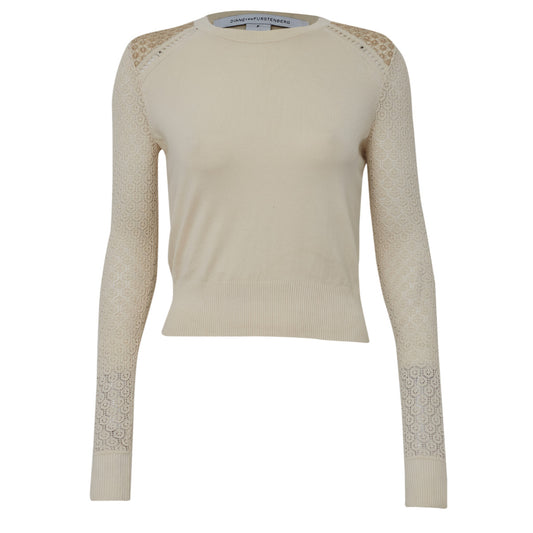 Blusa Diane Von Furstenberg Creme com Renda Tam. P Br