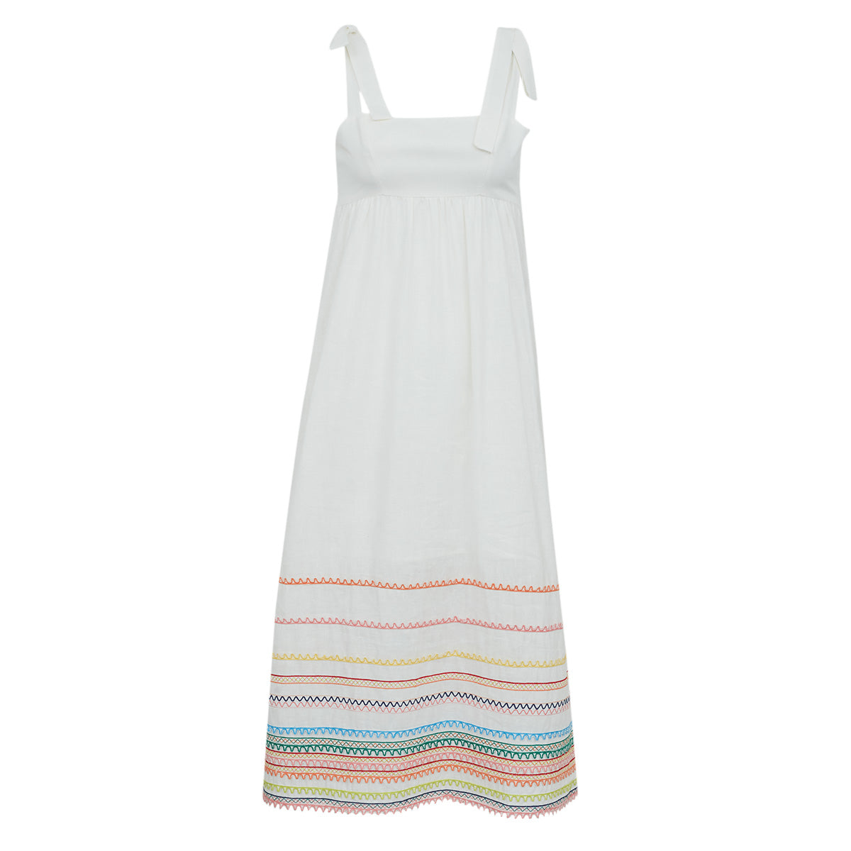 Vestido Zimmermann Branco com Listras Coloridas Tam. 36 Br