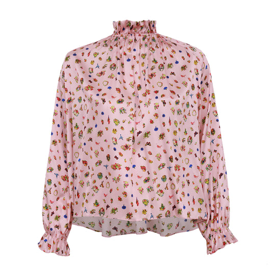 Blusa Cynthia Rowley Rosa Estampada Tam. PP Br