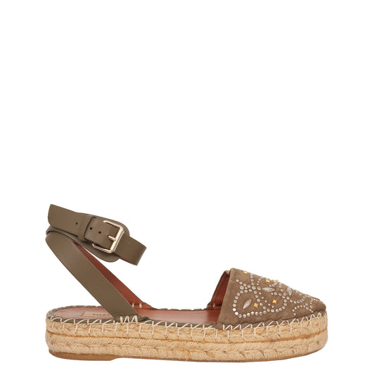 Espadrille Valentino Verde Militar com pedrinhas Tam. 38 Br