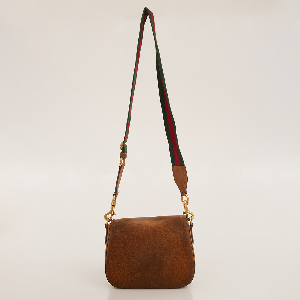 ⁠Bolsa Gucci Lady Web Camurça Marrom