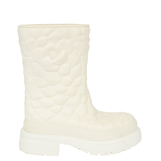 Bota Valentino Atelier Rose Tall Rain Boots Off White Tam. 36BR