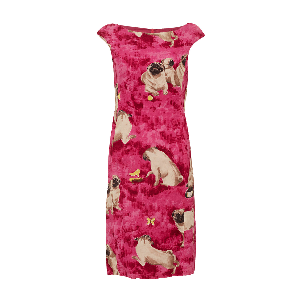 ⁠Vestido Moschino Rosa Estampado Tam. 38 Br