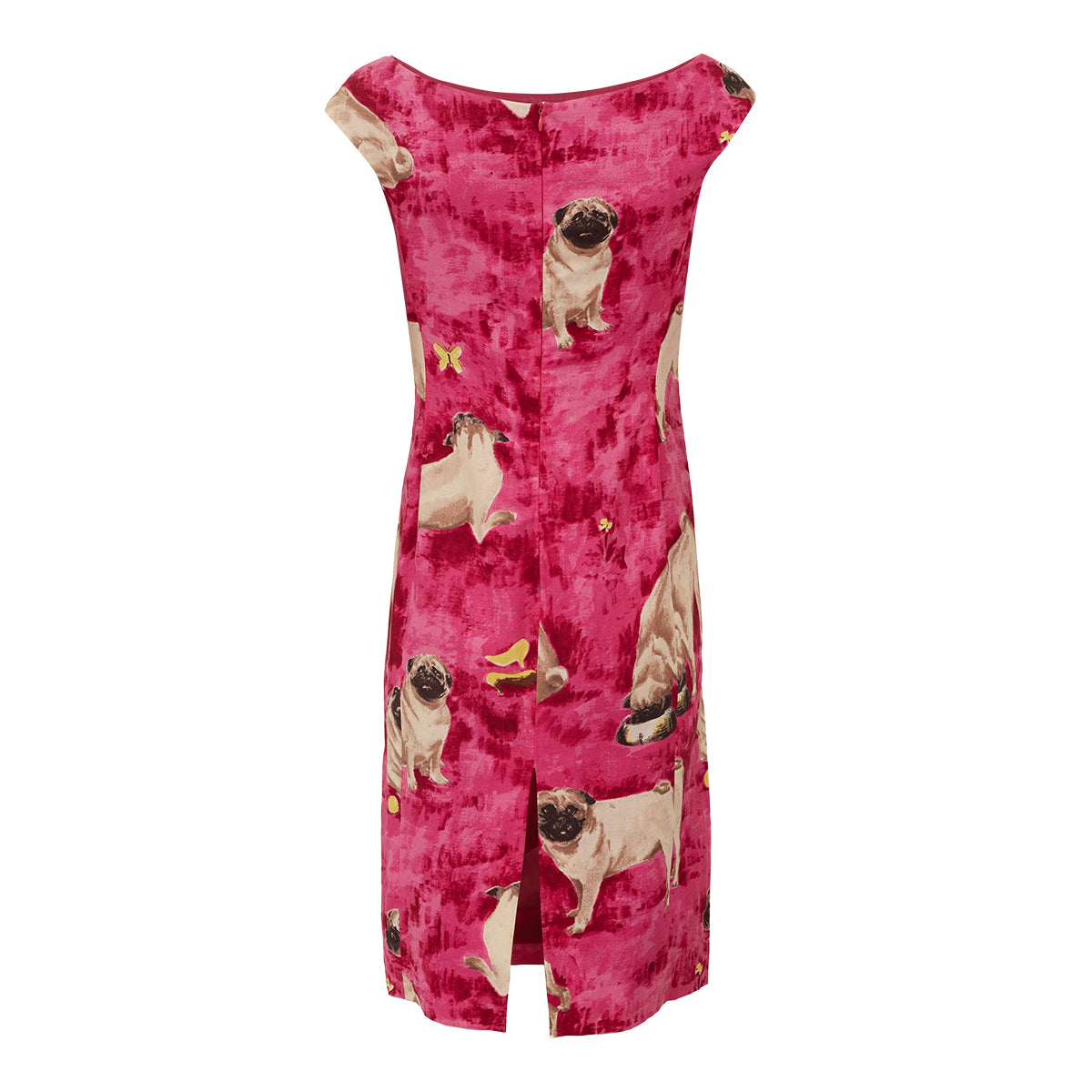 ⁠Vestido Moschino Rosa Estampado Tam. 38 Br