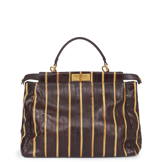 Bolsa Fendi Peekaboo Marrom Listras