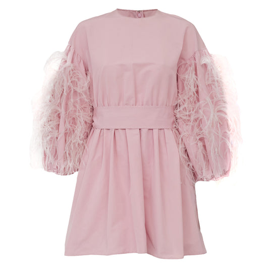 Vestido Valentino Rosa com Plumas Tam. 36 Br