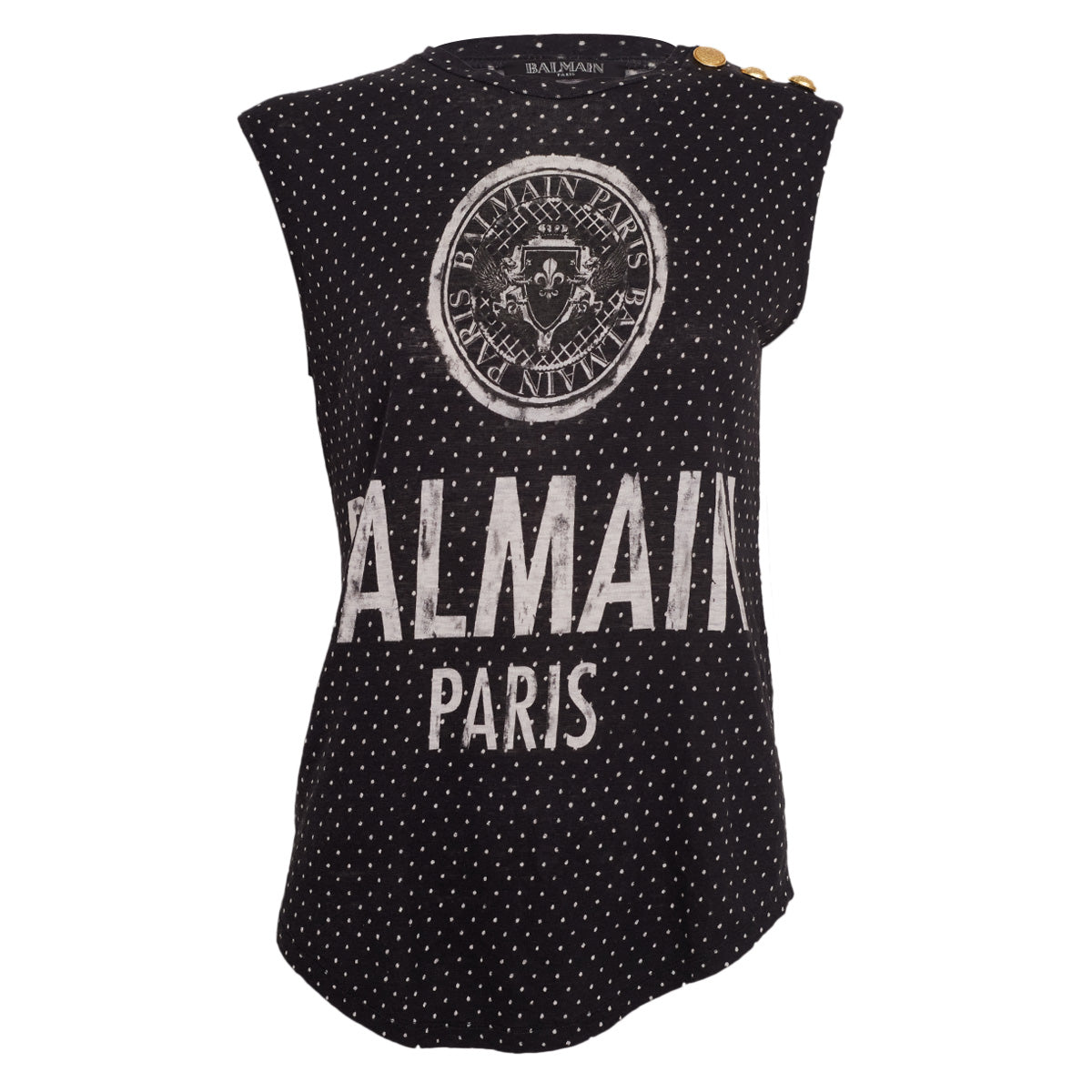 Blusa Balmain Poá Preta Tam. 34 Br