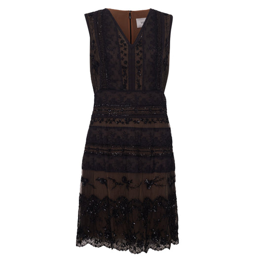 Vestido Valentino Preto Com Bordados TAM. 42 BR