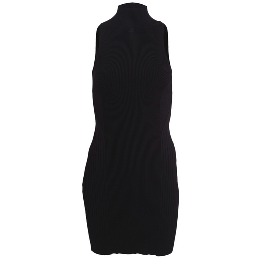 Vestido Courrèges Preto Canelado Tam. 36 Br