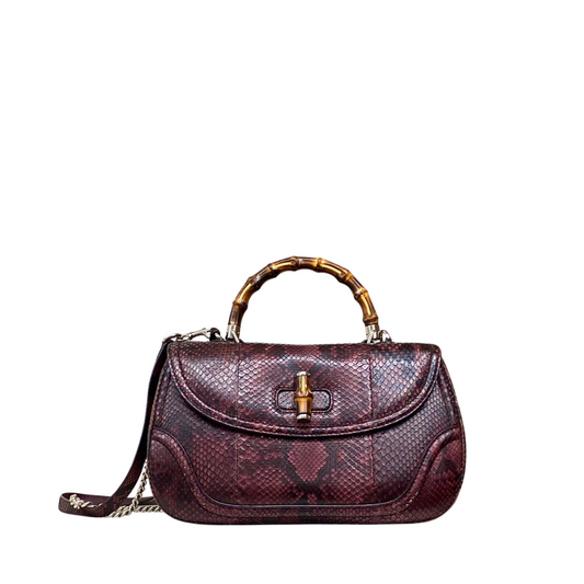 ⁠Bolsa Gucci Bamboo Python Vinho