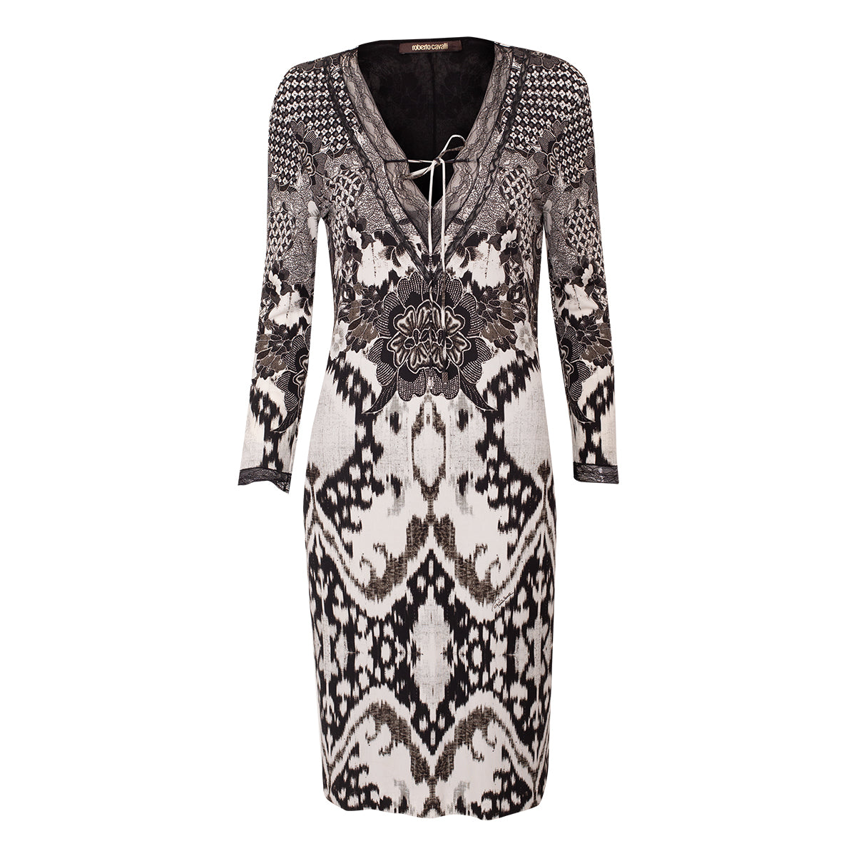 Vestido Roberto Cavalli Preto e Branco Tam. 44 Br