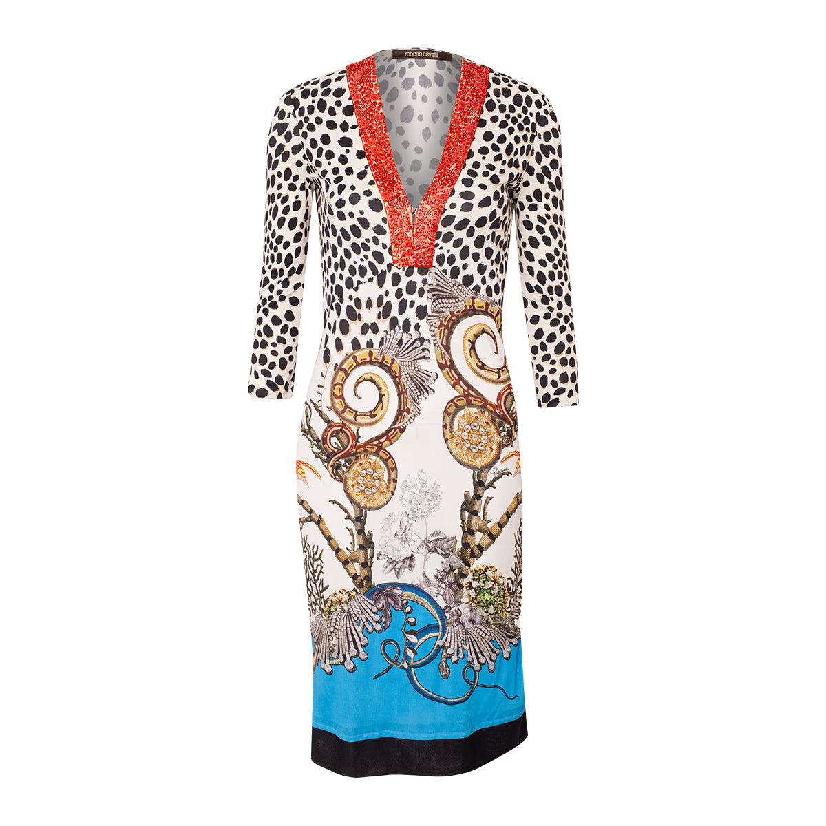 Vestido Roberto Cavalli Off White Estampado Tam. 42 Br