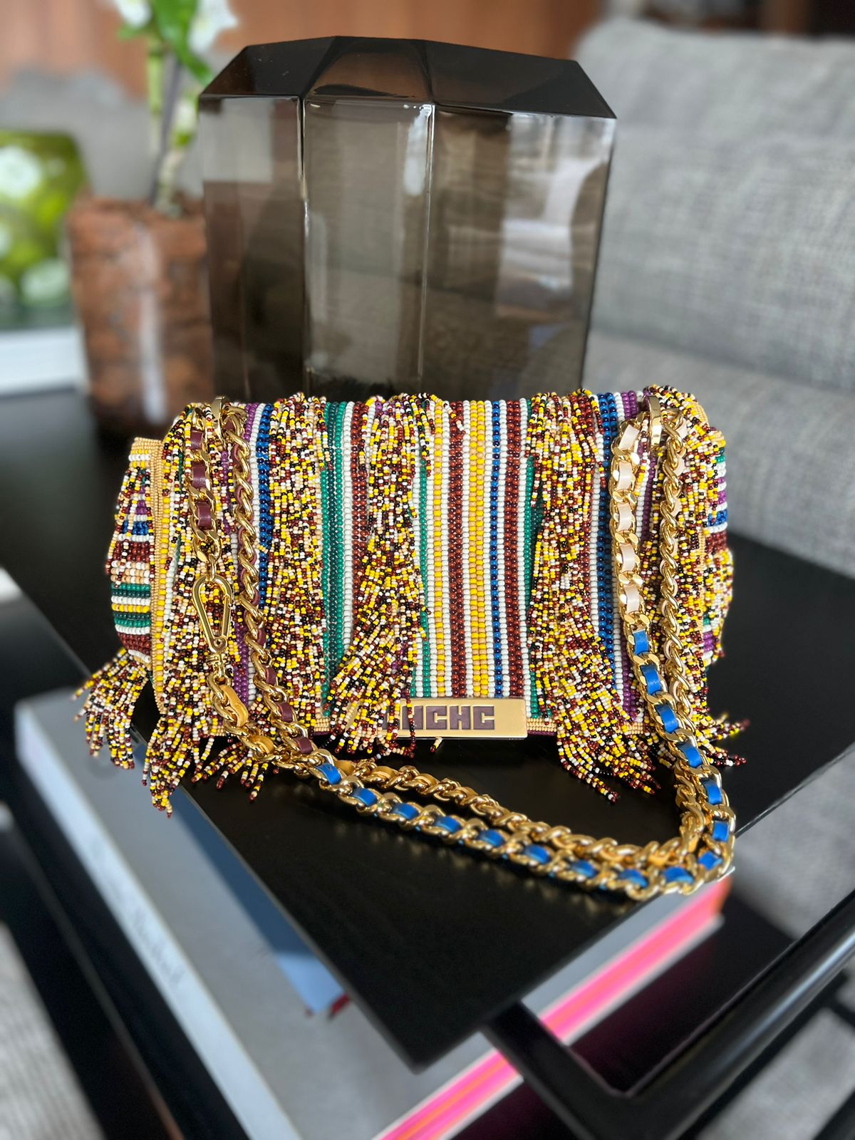 Bolsa Carolina Herrera Bordada Multicolorida