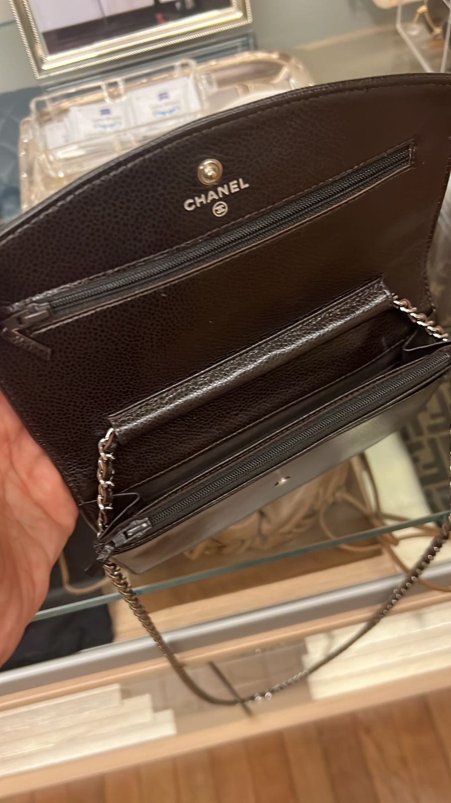 Bolsa Chanel TIMELESS CC WALLET ON CHAIN Café