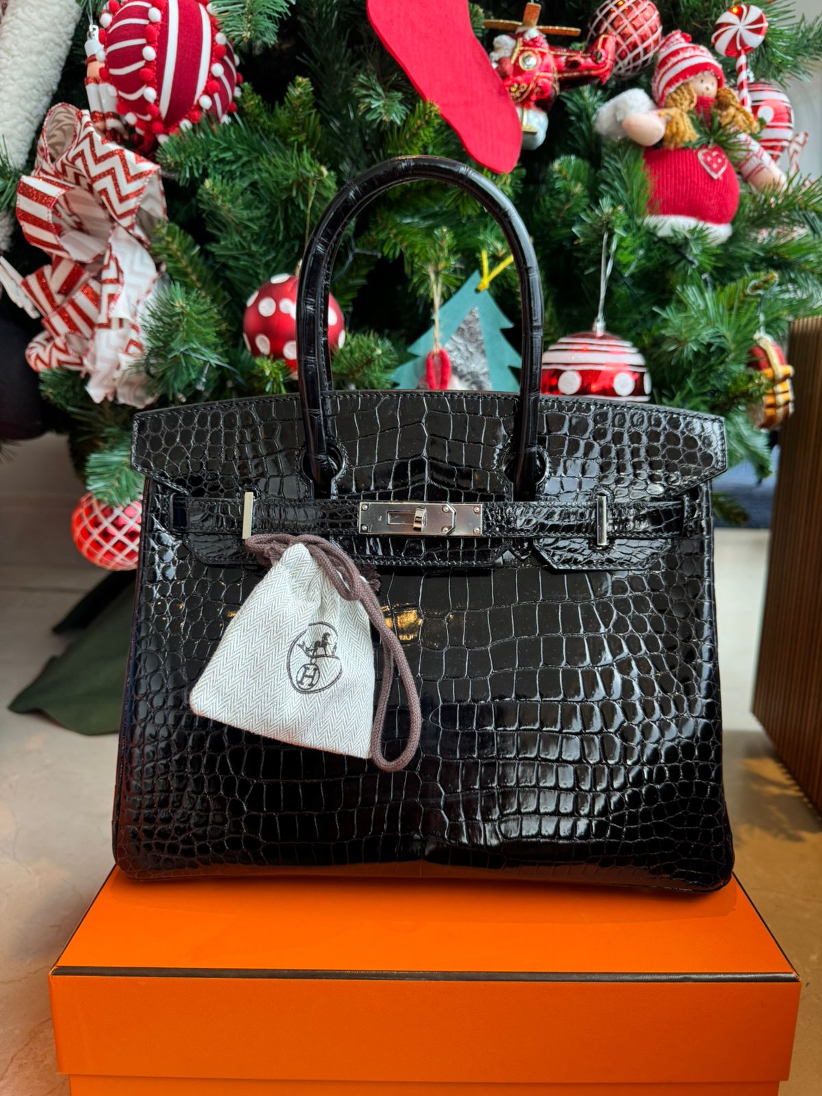 Bolsa Hermès Birkin 35 Croco Preta