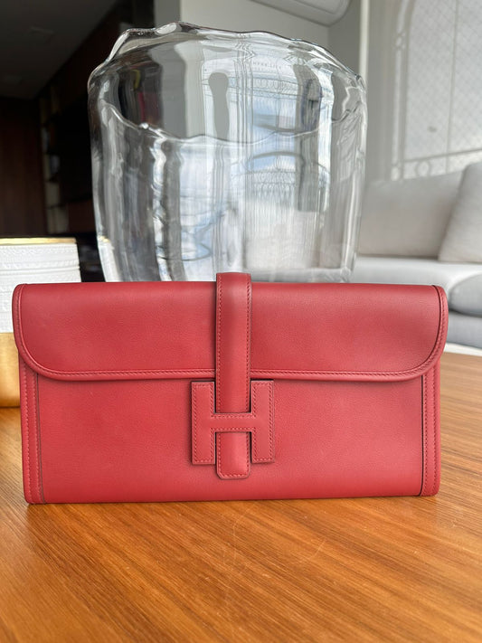 Clutch Hermès Jige Cereja