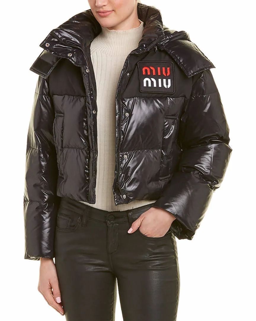 ⁠Jaqueta Miu Miu Puffer Preta Tam. 34 Br